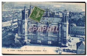 Postcard Old Lyon Basilica side view Fourvriere