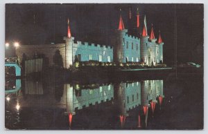 Lancaster PA~Dutch Wonderland Castle Gift Shop At Night~Vintage Postcard