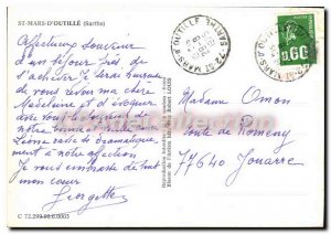 Postcard Moderne St Mars Outille Sarthe cit brooms castle church national str...