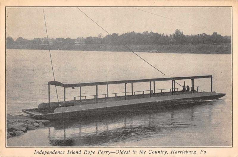 Harrisburg Pennsylvania Independence Island Rope Ferry Postcard J47271