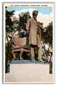 Lincoln Monument Statue Lincoln Park Chicago Illinois IL WB Postcard Y11