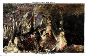 USA Carlsbad Cavern New Mexico Giant Stalagmites Big Room Linen Postcard C002