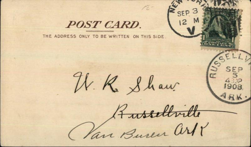 American Line US Mail Steamer Ship NEW YORK Used Cover 1908 Postcard