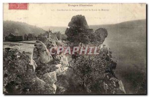 Vosges Postcard Old Rocks Kruppenfels on a road Munster