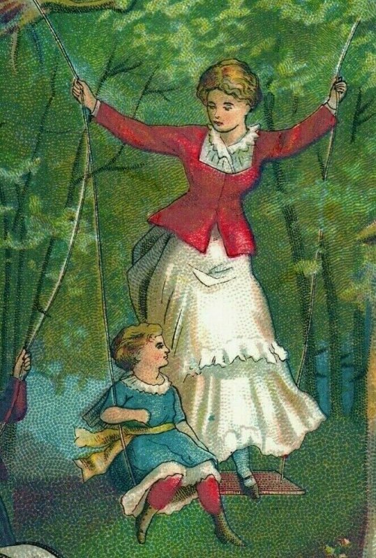 1881 J&P Coats Thread Mother Children Swing Woods Giant Spool P159