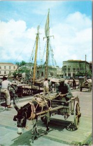 Postcard Barbados -Donkey Cart, Chamberlain Bridge, Bridgetown