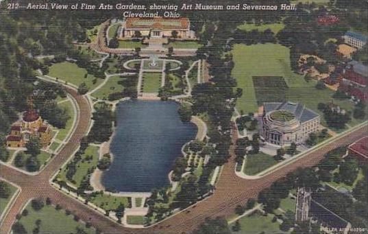Ohio Cleveland Aerial View Of Fine Arts Gardens Showing Art Museum And Severa...