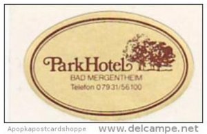 GERMANY BAD MERGENTHEIM PARK HOTEL VINTAGE LUGGAGE LABEL