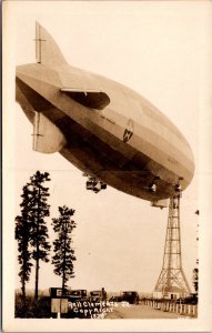 Mint 1928 USA USS Los Angeles Zeppelin Aviation RPPC Postcard Refuel Post