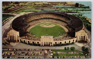 Municipal Stadium From Lake Eric Side Cleveland Ohio Grounds & Broadway Postcard