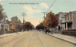 E48/ Berkeley Virginia Va Postcard 1911 Main Street Looking North Homes