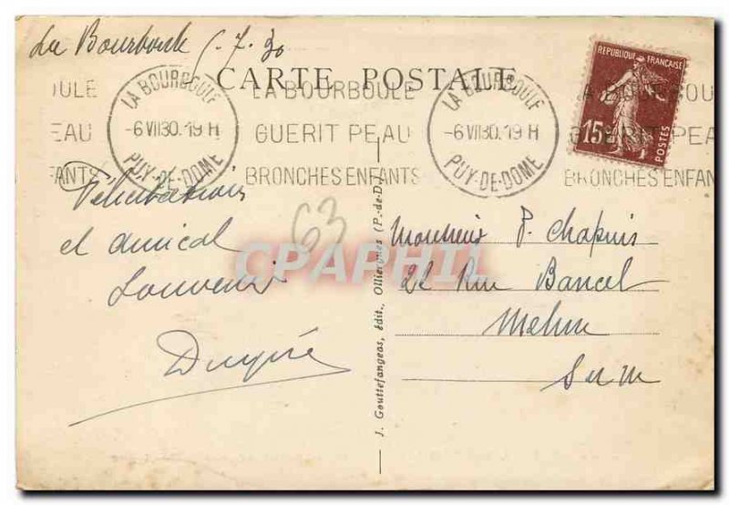 Old Postcard La Bourboule Cascade Dam on the Dordogne