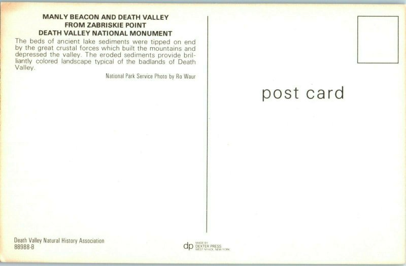 Manly Beacon & Death Valley from Zabriskie Point Postcard
