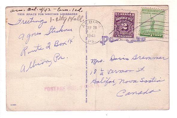 Sixview, Bridge, Docks, etc. Erie, Pennsylvania, Canadian Postage Due Stamp o...