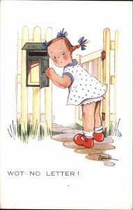 Vintage Postcard SIGNED PHYLLIS COOPER Little Girl Checks Mailbox