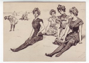 P1431 vintage art postcard bathing beauties a picturesque america by gibson