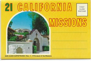 US unused 21 California Missions.  Postcard Souvenir Folder.  Very nice.