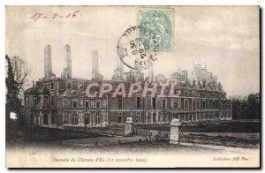 Old Postcard Fire in the Chateau d'Eu November 11, 1902