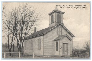 1912 German M.E. Church Chapel Exterior Waterford Wisconsin WI Vintage Postcard