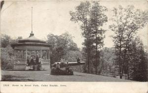 Cedar Rapids Iowa~Bever Park Scene~People Posing on Cannon & in Pavilion~1912 PC