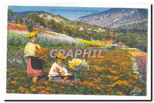 Old Postcard The cote d & # 39azur and flowers (folklore caps)