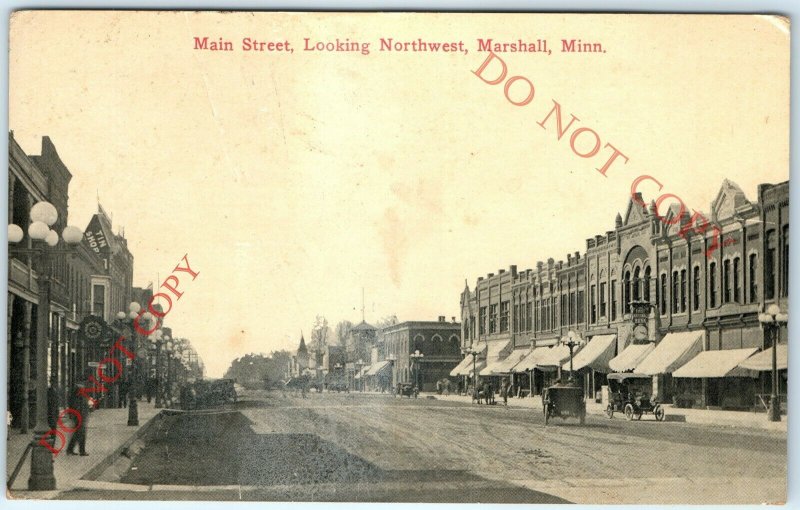 c1910s Marshall, MN Main St Photo Northwest Downtown Street View Signs Hamms A14