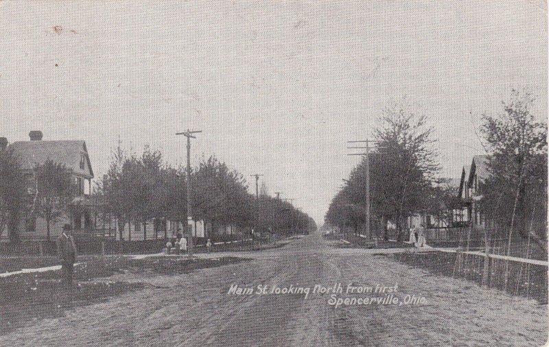 Ohio Spencerville Main Street Looking North From First 1907 sk7098