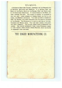 1892 Singer Manufacturing Co Trade Roumania Sewing Card Victorian South Europe 