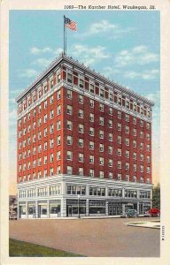 Karcher Hotel Waukegan Illinois linen postcard