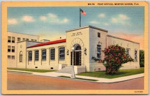 Winter Haven Florida FL, Post Office Building, Street Corner, Vintage Postcard
