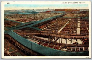 Vtg Chicago Illinois IL Union Stock Yards 39th to 43rd Street 1920s Postcard