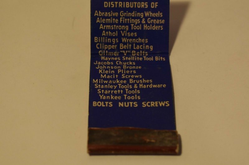 Supplies Inc. Industrial Equipment Advertising 20 Strike Matchbook Cover