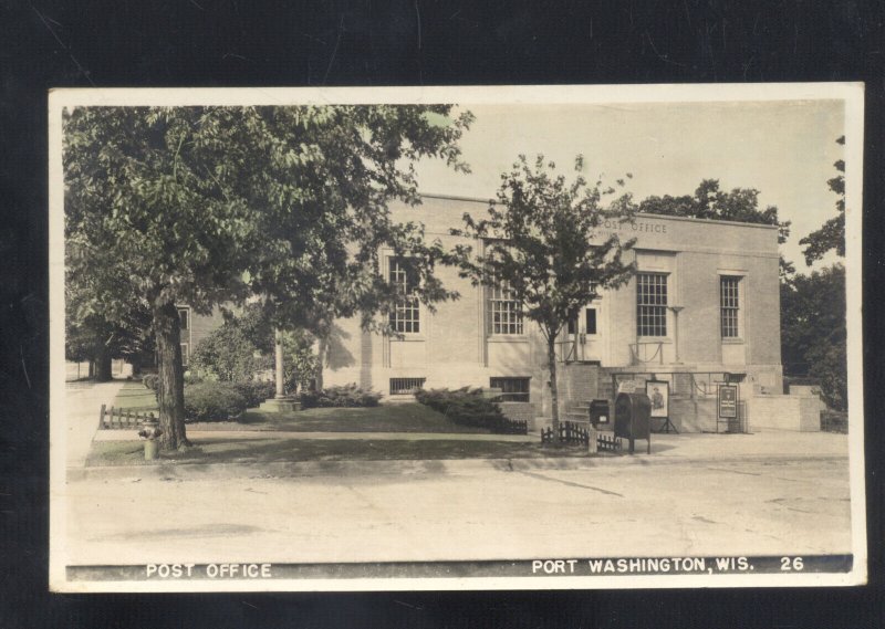 RPPC PORT WASHINGTON WISCONSIN US POST OFFICE VINTAGE REAL PHOTO POSTCARD