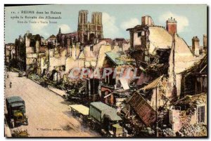 Old Postcard Reims In Ruins After Retirement Germans Rue Vesle Army