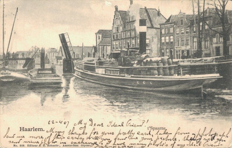 Netherlands Haarlem t Spaarne Vintage Postcard 08.34