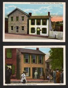 MO Lot 2 Mark Twain Home HANNIBAL MISSOURI Postcards