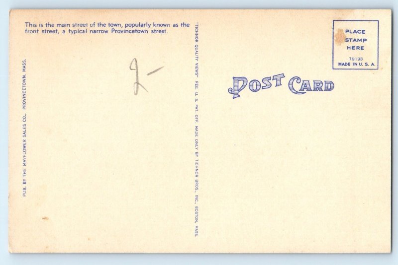 1940 Cape Cod Massachusetts Postcard Commercial Street Looking West Provincetown