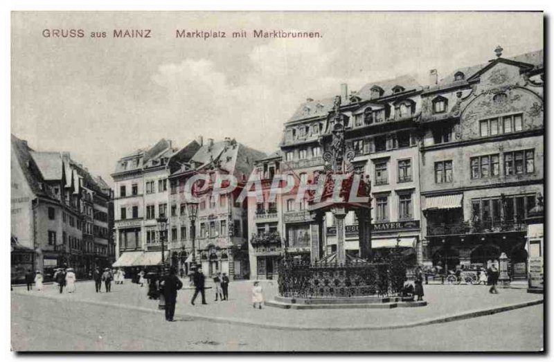 Old Postcard Gruss Aus Mainz Marktplatz Mit Markitbrunnen