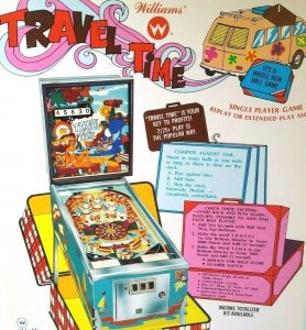 Travel Time Pinball Flyer 1973 Original NOS Vintage Retro Game Art 8.5 x 11