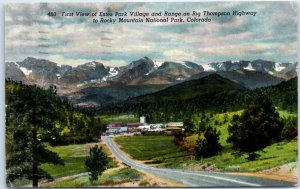 First View of Estes Park Village and Range on Big Thompson Highway - Colorado