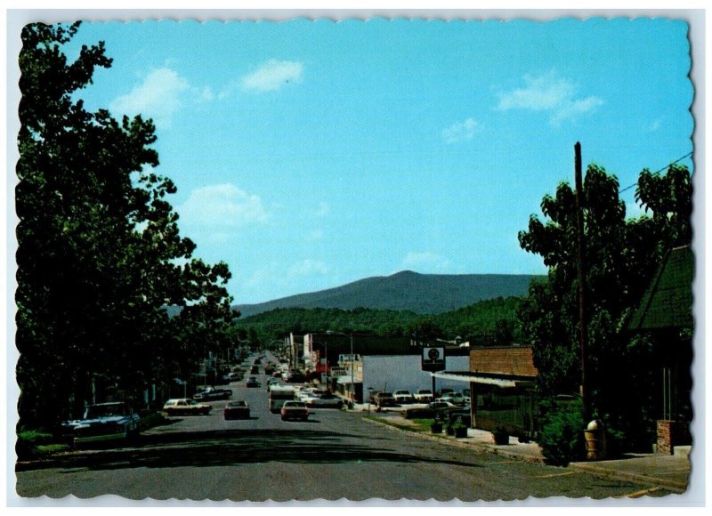 View Of Mountain Cars Main Street Mena Arkansas AR Vintage Unposted Postcard