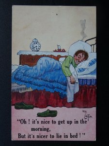 Bedroom Theme NICE TO GET UP IN THE MORNING...Old Reg Carter Comic Postcard