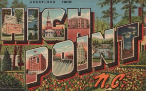 Vintage Postcard 1958 Large Letter Greetings From Hich Point North Carolina NC