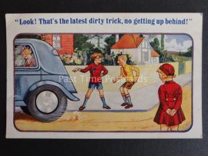 Comic Motor Car Theme CAR BUMPER - NO GETTING UP BEHAND c1938 by XL Series 3846