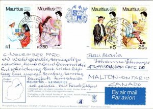 VINTAGE CONTINENTAL SIZE POSTCARD ROCHES NOIRES BEACH SOUTH MAURITIUS 1970s