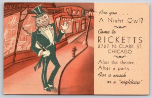 Chicago IL Fantasy~Ricketts Bar & Club~Elegant Dressed Night Owl~1957 Linen