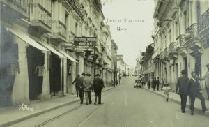 C.1910 RPPC Carrera Venezuela Signs, Cars, Shops Vintage Postcard P102