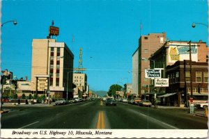 Street View Missoula Montana Postcard Palace Hotel MT Power Western Bank