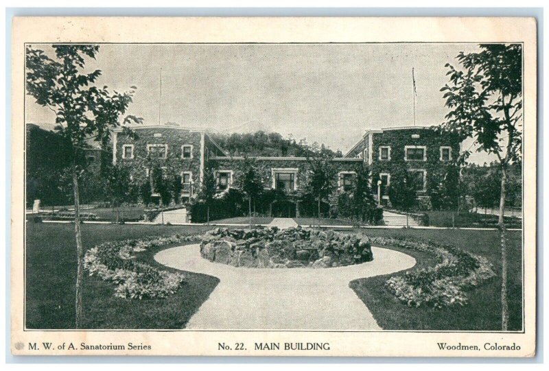 1934 Front View Of Main Building Trees Woodmen Colorado CO Vintage Postcard