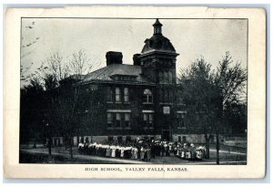 1920 High School Exterior Building Valley Falls Kansas Vintage Antique Postcard